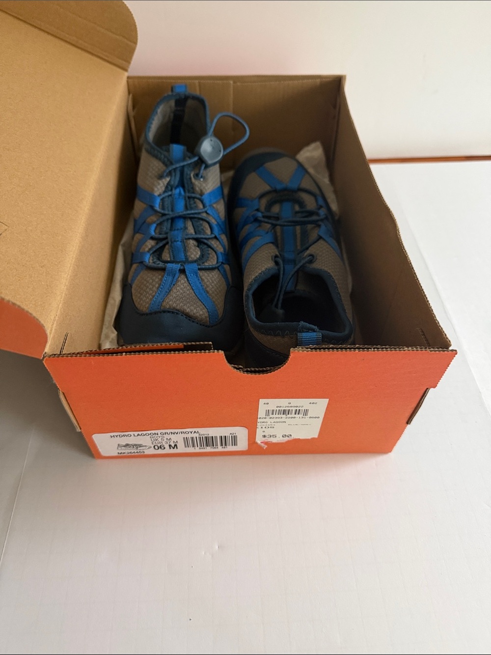 NIB Merrell Kids Hydro Lagoon Water Shoes Grey Navy Royal Blue Size 6M